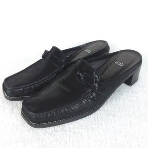 Stuart Weitzman Buxton Leather Mules Square Toe Buckle Slip On Shoes Women's 10